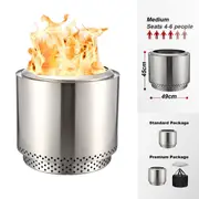 TOW Smokeless Fire Pit, 19 Inch Wood Burning Fireplaces with Removable Ash Pan, Portable Outdoor Bonfire Firepit with Stand, Backyard, Patio & Camping, Stainless Steel, Easy Ignition & Setup
