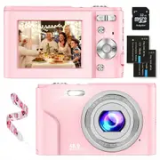 Digital Camera,1080P 48MP Camera with 32GB SD Card,2.4 Inch Digital Camera with 16X Digital Zoom,Compact Mini Camera Camera (Pink)