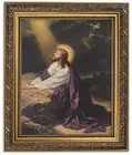 Christ in Gethsemane Garden Framed Portrait Print, 13 Inch (Ornate Gold Tone ...
