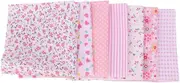 LALAFINA 2 Pack DIY Cotton Fabric Light Floral Patchwork Materials (25x25cm) Soft Skin-Friendly for Quilting Crafts