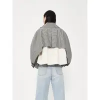 在飛比找ETMall東森購物網優惠-edition復古黑白格拼接風衣外套女2023春新款短款夾克