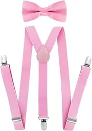 [axy] Children's Boys Braces Y Shape 2.5 cm Wide with Bow Tie - 3 Sturdy Clips for Children 7-12 Years Old