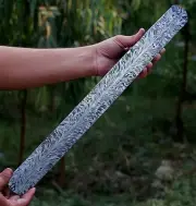Handmade Damascus Steel Billet Blank Blade Bar Stock Feather Pattern 12 X2" 304