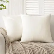 Set of 2 Decorative Textured Burlap Linen Throw 18" x 18" (Pack of 2) White
