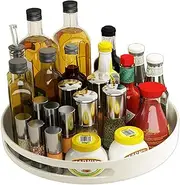 Rotating Spice Rack,31cm Carbon Steel Lazy Susan Turntable Organizer for Cabinet,360° Turntable Kitchen Spice Storage Rack,One Layer White Rotating Tray for Pantry,Kitchen Countertop,Fridge