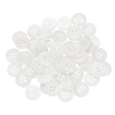 50 Pcs Natural Shell Button, 4 Hole 12.5mm Mother of Pearl Button, White