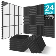 24Pack Sound Proof Foam Panels, 2" X 12" X 12" Self-Adhesive Acoustic Wall