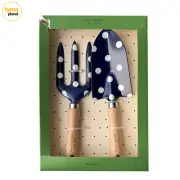 Kate Spade 2 piece Navy Dots Garden Tool Set Trowel & Trident - CORNER TEAR