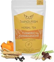 TeaNOURISH Turmeric Ashwagandha Herbal Tea | CAFFEINE-FREE | Indian Superfoods Blended with Black Pepper & Licorice | Supports Immunity - 100 g