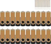 EASTBULL 8GB USB Flash Drive Bulk Thumb Drives 20 Pack with Lanyards USB 2.0 Memory Sticks Zip Drive Pen Drive for Storage and Backup Gold 20PCS 8GB