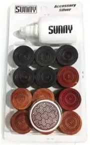 Wooden 24 Carrom Coins With 1 Striker & Carrom 1 Powder Free Shipping