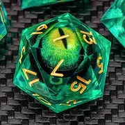 KERWELLSI D&D Liquid Core Dice Set - 7 Piece Dungeons and Dragons Resin Sharp Edged Dice With Box for Role Playing - YAN-KWS-01-US