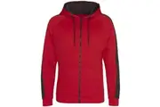 Awdis Mens Polyester Sport Full Zip Hoodie (Fire Red/Jet Black) - UTRW10425