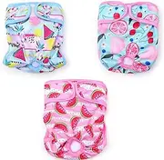 Roczential 3 Pack Female Pet Dog Cat Nappies Set,Reusable Dog Nappies Super Absorbent Dog Diapers Washable Sanitary Wraps Panties for Puppy Small Medium Large Incontinence Dog (Medium)