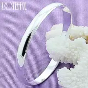 DOTEFFIL 925 Sterling Silver 8mm Smooth Bangle Bracelet Fashion Charm Jewelry