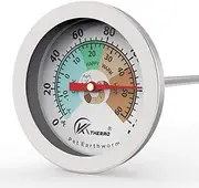 KT THERMO Compost Soil Thermometer Worm Thermometer Out Door Planting soli Temperature Measurement with 2.5 dial and 8 Inch Stainless Steel Probe