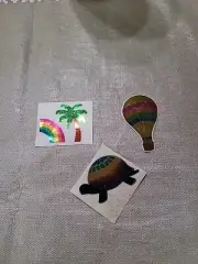Vintage 80’s HAMBLY Foil Mylar Rainbow TURTLE HOT AIR BALLOON Stickers Lot Of 3