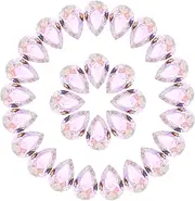 uxcell 48 Pcs 3D Teardrop Rhinestones Diamond Nail Charm Crystal Pointback K9 Glass Rhinestones Crystal Gems for Jewelry Making, Craft, 8x12mm, AB Pink