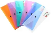 WEKADRIN 6Pcs Clear Document Folder Plastic Envelope with Snap Button Random Colors for School Storage and Organization Practical File Organizer for Documents
