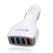 4 Ports QC3.0 Fast Car Charger For iPhone X 8Plus Oneplus 5t Xiaomi Redmi 5 Plus S8 WHITE COLOR