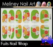 Fruits Full Cover Glitter Nail Wraps Nail Art Stickers Pattern food green