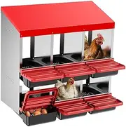 Chicken Hen Coop Hutch 6 Hole Double Layer Outside Roll Away Lay Egg Nesting Box