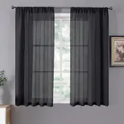 Short Sheer Curtain Linen Textured Living Room Curtains Sheer Light Filtering Ro