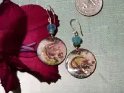 La Femme Boheme faceted AAA quality chalcedony + enameled earrings