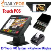 Touch POS System Restaurant Cafe Pizza Fish Chips Takeaway Cash Register Dual Sc
