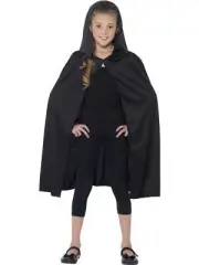 Long Black Hooded Vampire Cape Dark Horror Gothic Halloween Costume Accessory