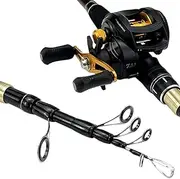 LLEIIshen Fishing Rods and Reels Carbon Rod Baitcasting Reel Travel Fishing Rod Set/1798