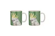 2x Ashdene New Bone China 350ml Modern Birds Cockatoo Mug Coffee Tea Drink Cup