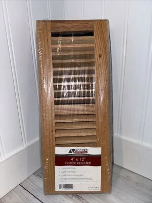 Accord Floor Register solid RED Oak Louvred 4" X 12" Light oak finish