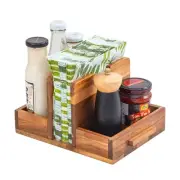 Napkin Holder for Table, Wooden Napkin Holder with Salt and Pepper Shakers Ca...