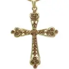 Light Brown Cross Heart Charm Pendant Chain Necklace Fashion Jewelry n3025