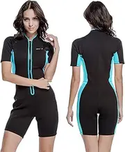 2 mm Women's Zip Front Neoprene Short Sleeve Wetsuit for Surfing, Swimming, Snorkelling