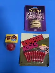 Vtg Vampire Nails FUN WORLD Novelty Dime Store Halloween LOT NOS Rare Teeth Old