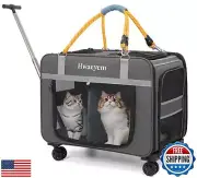 Extra Large Pet Cat Carrier with Wheels, Pet Carrier for 2 Cats or Medium Dog