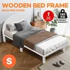 Bed Frame Single Size Mattress Base Platform Round Headboard Bedroom Bed White