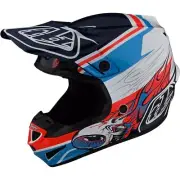 NEW Troy Lee Designs SE4 Poly Skooly Blue/Orange Motocross Dirt Bike Kids Helmet