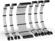 EZDIY-FAB PSU Cable Extension Kit,16AWG Power Supply Extension Cable,1x24Pin/2x4+4 EPS/3x6+2 PCI-E,Custom PC Sleeve Cable 300MM with Combs-White
