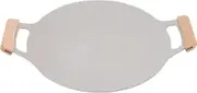 Korean BBQ Grill Pan, 11.8 Inch or 13.4 Inch Small Non Stick Round Griddle Pan with Beech Handle Portable Indoor Outdoor Stovetop Grill Plate for Induction Cooker, Gas Stovetop (34cm / 13.4in)