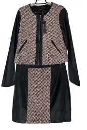 BCBGMAXAZRIA Outfit Womens Medium Jacket Tweed Skirt Set Business Black NWT