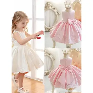寶寶周歲粉色兒童主持蓬蓬裙禮服