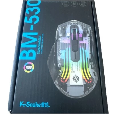 K-Snake BM-530 Transparent E-Sports RGB Wireless Mouse. Laptop/Computer/iPads