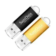 2 Pack USB Flash Drives USB 2.0 Thumb Drives Memory 64GB Black Gold 2*64GB