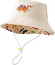 [Jastore] Kids Toddler Reversible Bucket Hat Baby Boys Girls Sun Hat Fishing Hat for Outdoor Activities Travel