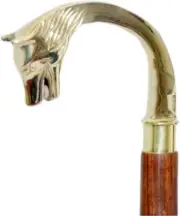 Handmade Designer Wolf Handle Wooden Walking Cane 36" Long For Halloween
