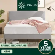 King Size Bed Frame Fabric Upholstered Platform Base Light Grey - Zinus Nelly