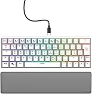 uRage Exodus 760 Mechanical Mini Gaming Keyboard with Removable Wrist Rest, Full RGB Lighting, Gaming Software, Compact Format, Outemu Red Switches, QWERTZ Layout, White